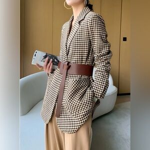 NWT Commense Houndstooth Belted Blazer – XL